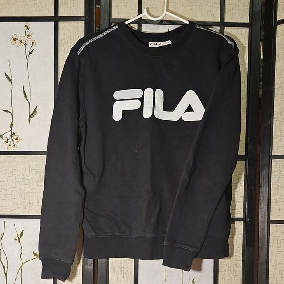 Fila Sweaters - Fila Black Crewneck with White Logo Accent